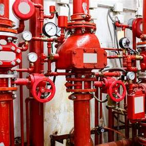 Conjunto de válvula de alarme e tubulações de sistema contra incêndio